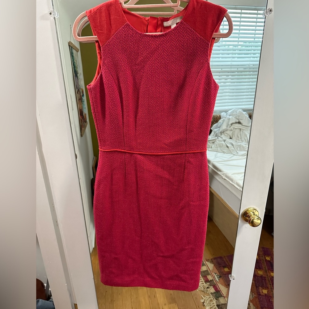Banana Republic pink piped tweed sheath dress